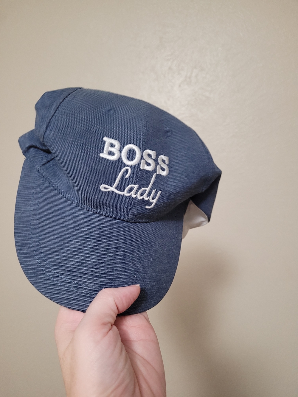 Boss Lady Embroidered Cap - Navy with White Script